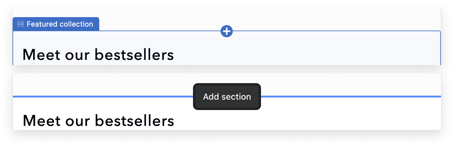Add sections and blocks from the preview
