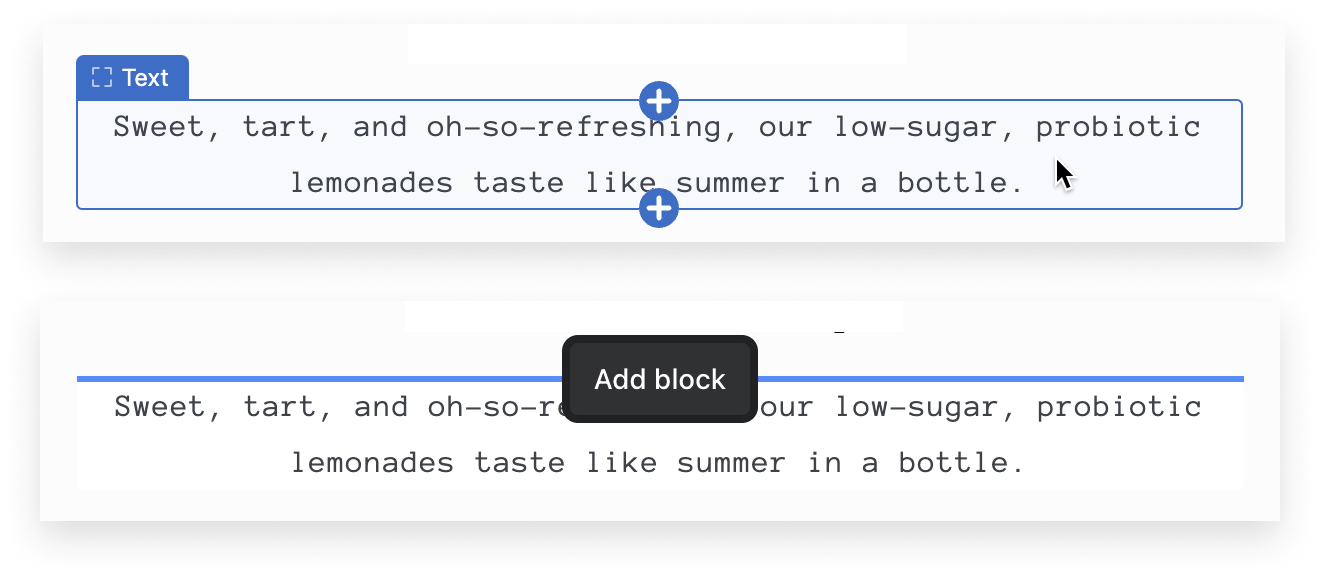 Add sections and blocks from the preview